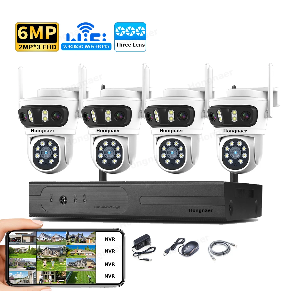 Home Security And Cameras - 2026 홍나르 6MP 4채널 3렌즈 2.4G