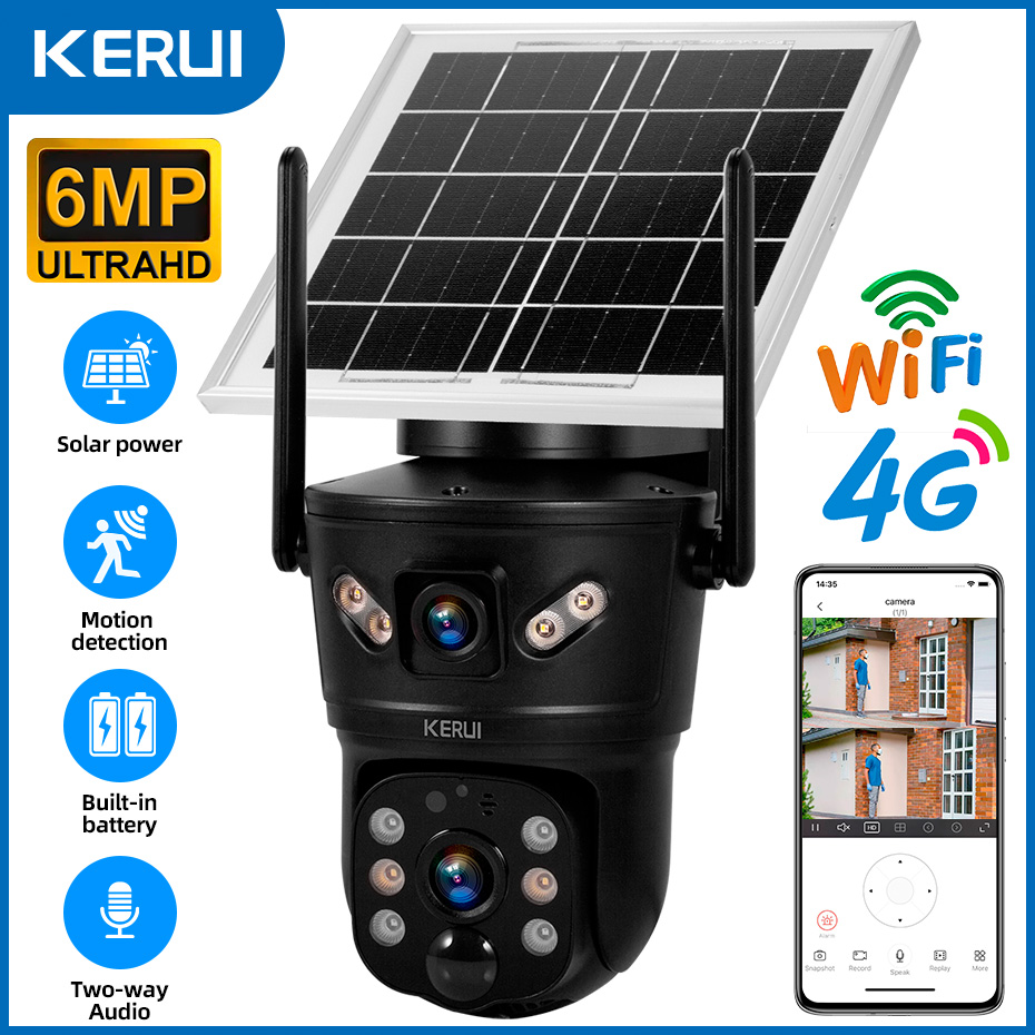 Home Security Video Cameras - KERUI 야외 6MP 태양 광 카메라