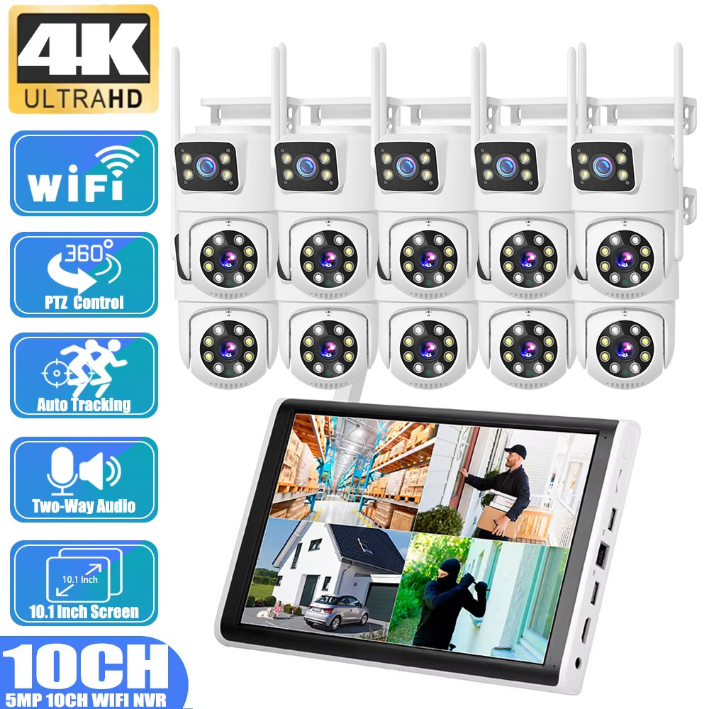 Home Security Kit - 8MP 4K 듀얼 렌즈 인체 감지