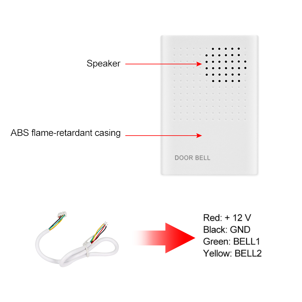4 전선 유선 흰색 초인종 DC12V 액세스 제어 도어 - Home Security Ring System 리뷰 및 가격