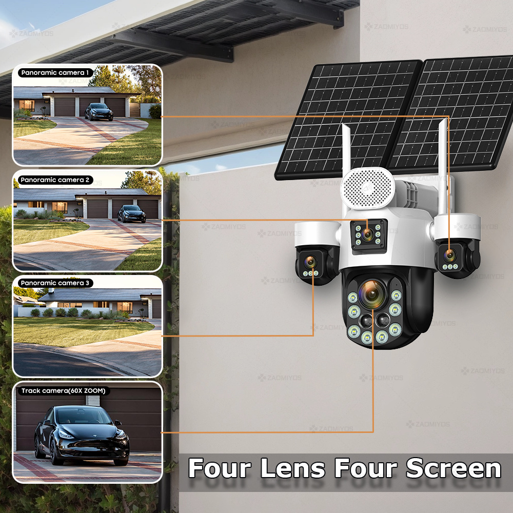 4렌즈 아웃도어 360 °   감시용 태양광 카메라 2 - Home Security Product 리뷰 및 가격