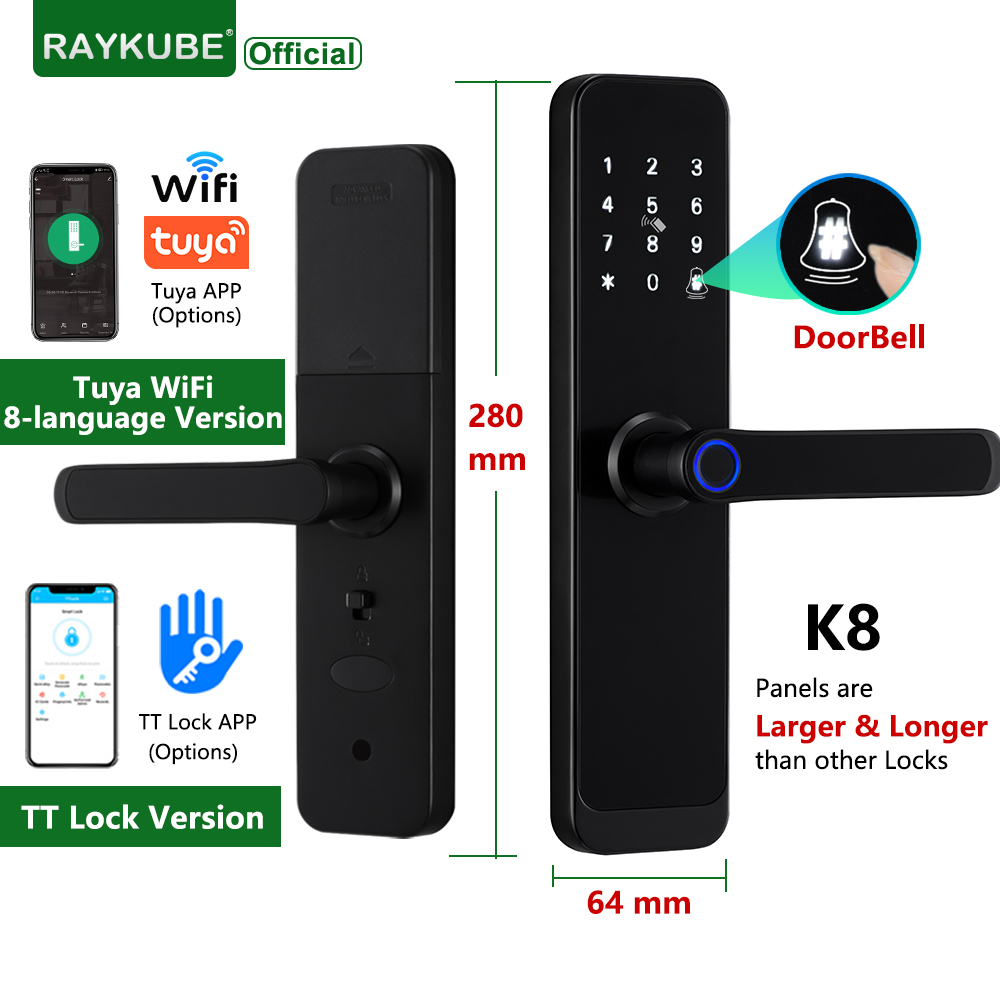 RAYKUBE K8 스마트 도어 잠금 장치 TTlock - Home Security Keypad 리뷰 및 가격